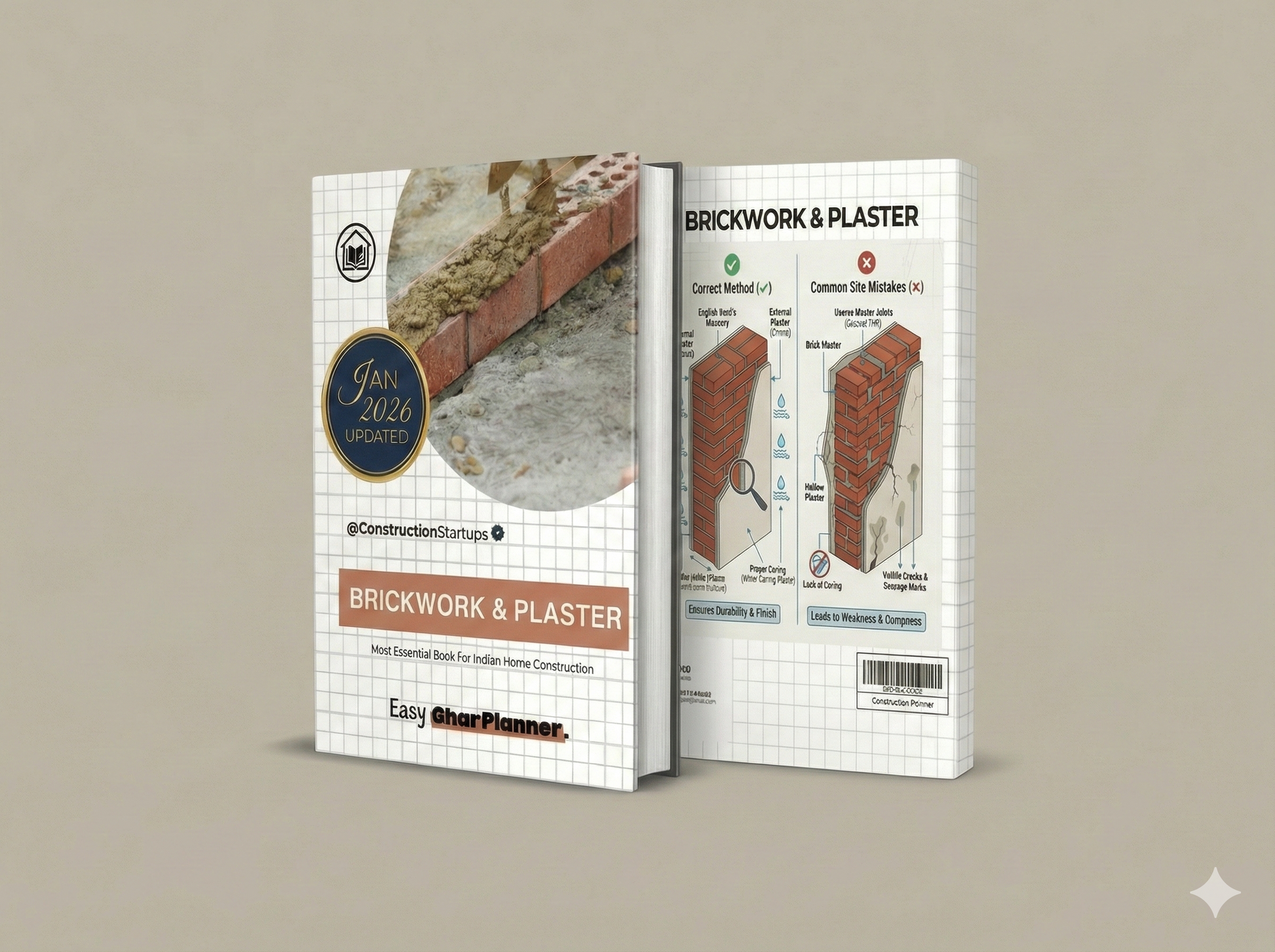 BrickWork & Plaster Book [1 Printed+ ebook] EasyGhar Planner™ Dec 2025 Edition